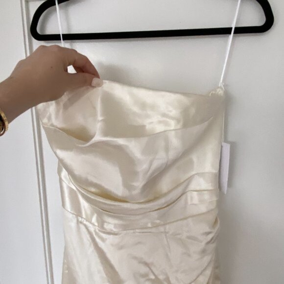 NWT Reformation Barrow Silk Strapless Wedding Dress Sz 8 Ivory Thigh-high Slit - Picture 5 of 8